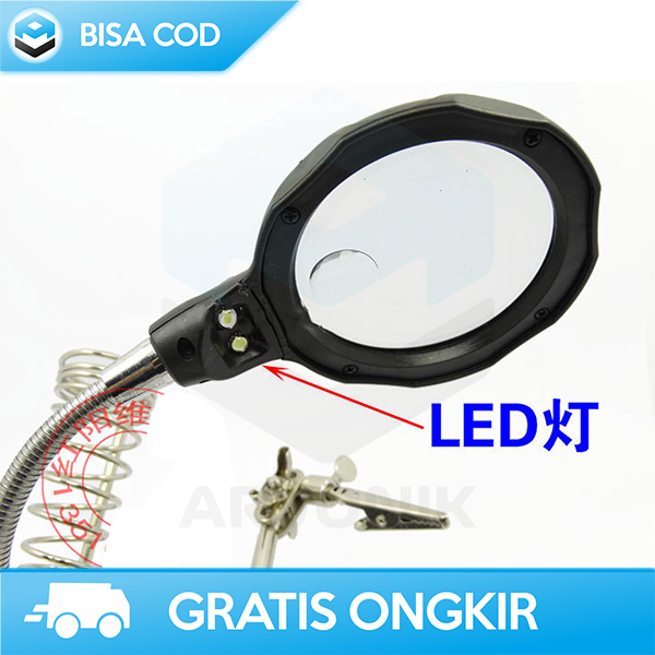 HOLDER SOLDER DENGAN KACA PEMBESAR TAFFWARE PEGANGAN SOLDER+LAMPU LED