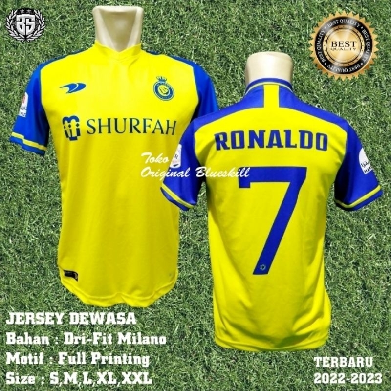 Jersey al nasr ronaldo terbaru 2022-2023 / jersey al nasr home away / jersey olahraga dewasa