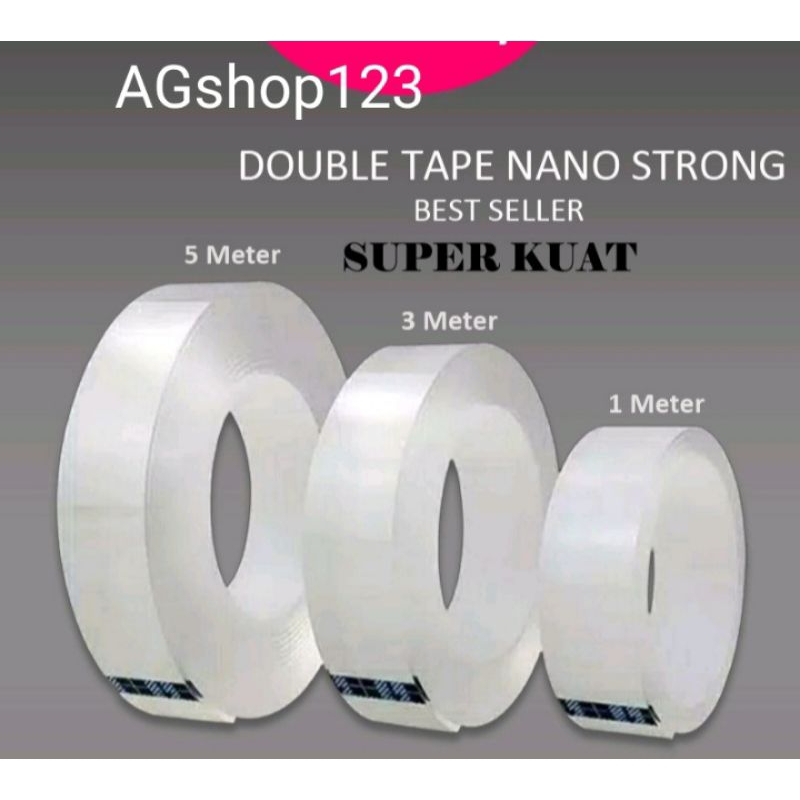 Double Tape Super Kuat/Nano Double Tape/Isolasi Bening 2 Sisi Super Kuat