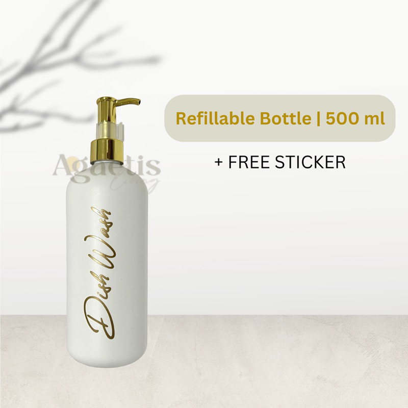 BOTOL SABUN WADAH REFILL STICKER GOLD AESTHETIC LUXURY 500 ML MURAH