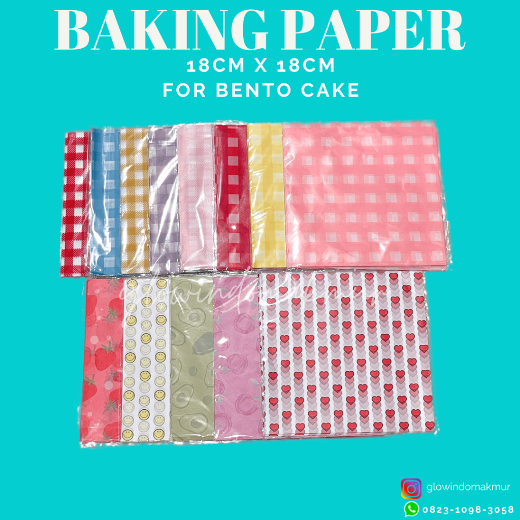Baking Paper Wax Paper Alas Kue 18x18cm Bento Cake Isi 50pcs