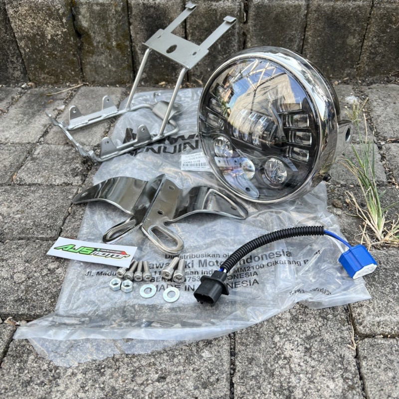 lampu depan Ninja SS bulat chrome batok lampu ninja ss daymaker breket lampu ninja ss r kupingan lam