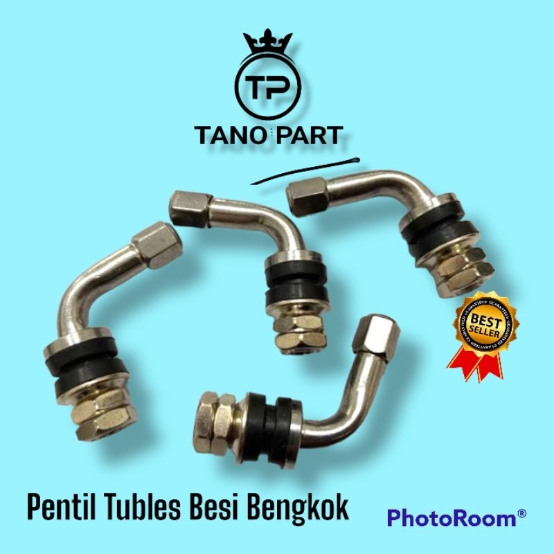 Pentil Besi Ban Tubles Bengkok Chrome Motor Mobil