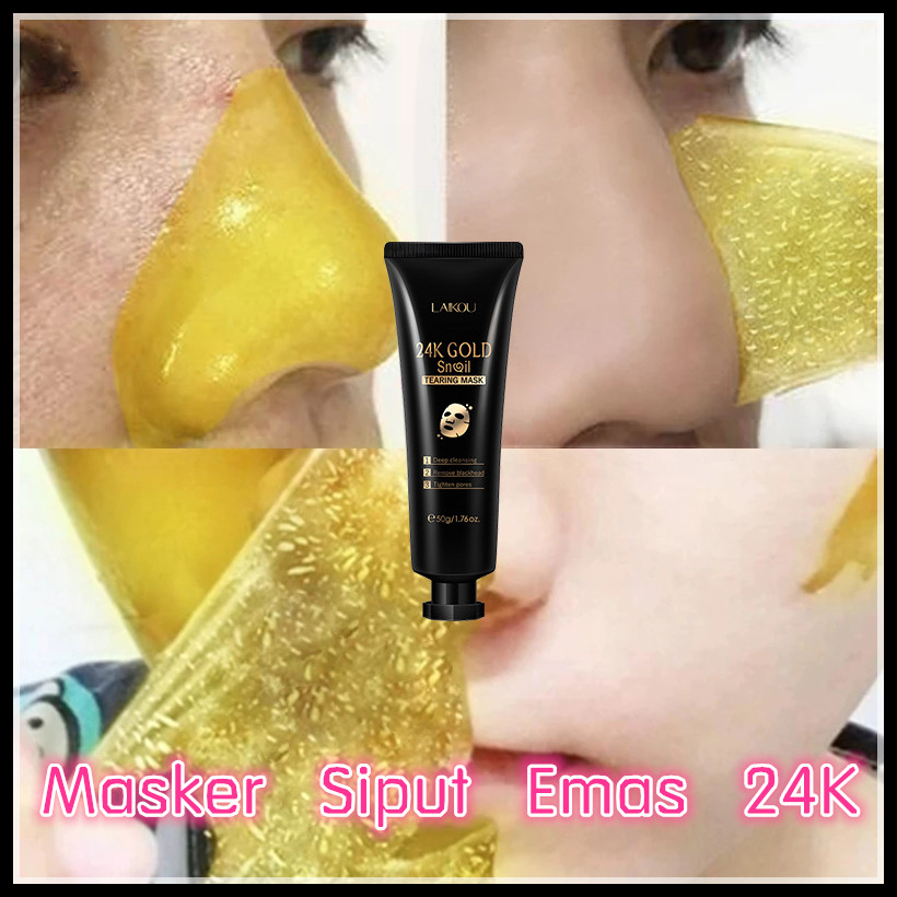 【CAN COD】LAIKOUMasker Siput Emas 24K ，Whitening Mask，Penghilang Komedo, Masker Pemutih 50g Blackhead Removal,