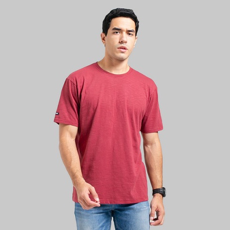 3Second Original Kaos Polos Lengan Pendek 100% Katun Tshirt Basic Relax Fit Pria Merah 580822