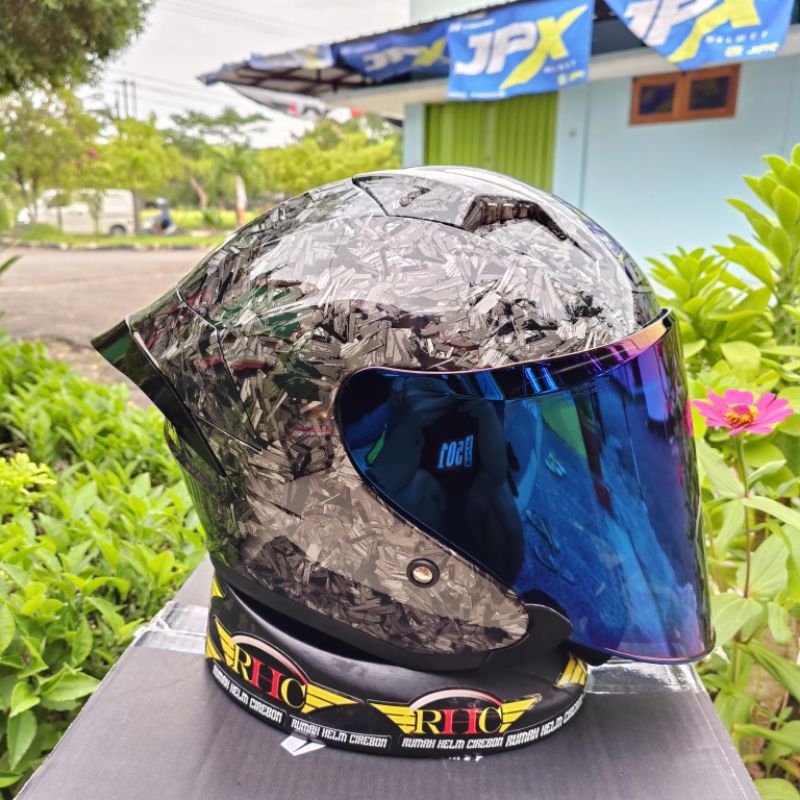 Jual Helm Gift Sargon Motif Carbon Forged Free Spoiler Shopee Indonesia