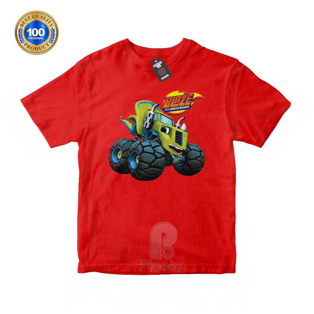 (FREE NAMA) BAJU KAOS ATASAN ANAK MOTIF KARTUN BLAZE AND THE MONSTER UNISEX Bahan COTTUN