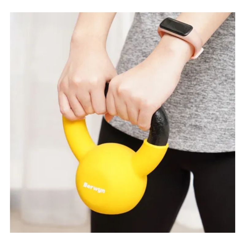 BERWYN Dumbble Neoprene Kettlebell 4kg/Dumbble Bulat - Kuning