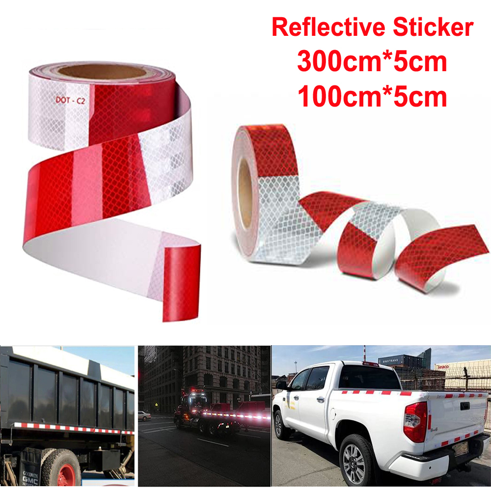 Reflective Sticker Warning Strip Tape Two Color Trunk Exterior 5x300cm 5x100cm, Strip Reflektif Mobil Truk Trailer Pita Reflektif, Stiker nyala dalam gelap, stiker sepeda gunung, Sticker Reflektif Mobil Bak Truk Reflektor