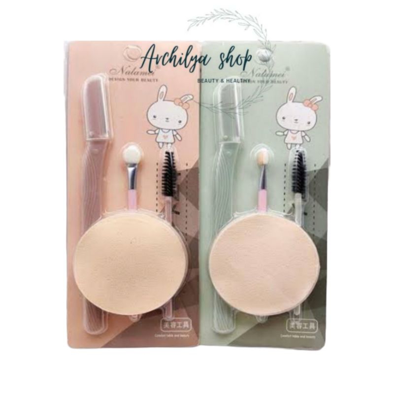 Sponge Face &amp; Eyelash Set Isi 4 pcs