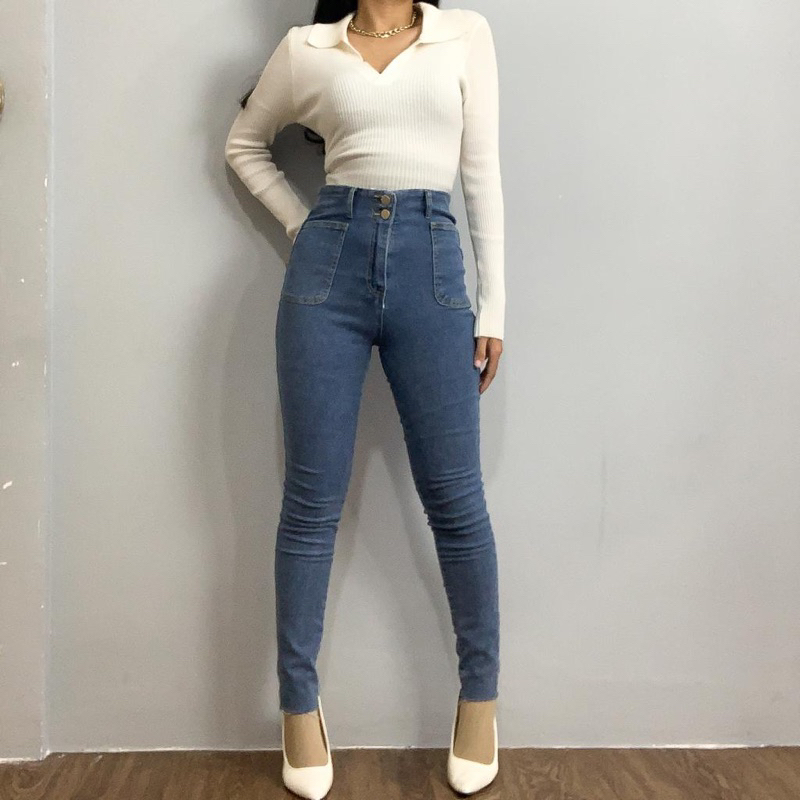[LUXE.DLABEL] - Jeans 100 | Celana panjang Highwaist wanita Jeans import premium Jeans wanita polos ripped jeans High waist jeans wanita bkk Skinny Jeans High waist Baggy jeans Wideleg Jeans Kulot jeans Boyfriend jeans Wanita Kargo Jeans bangkok