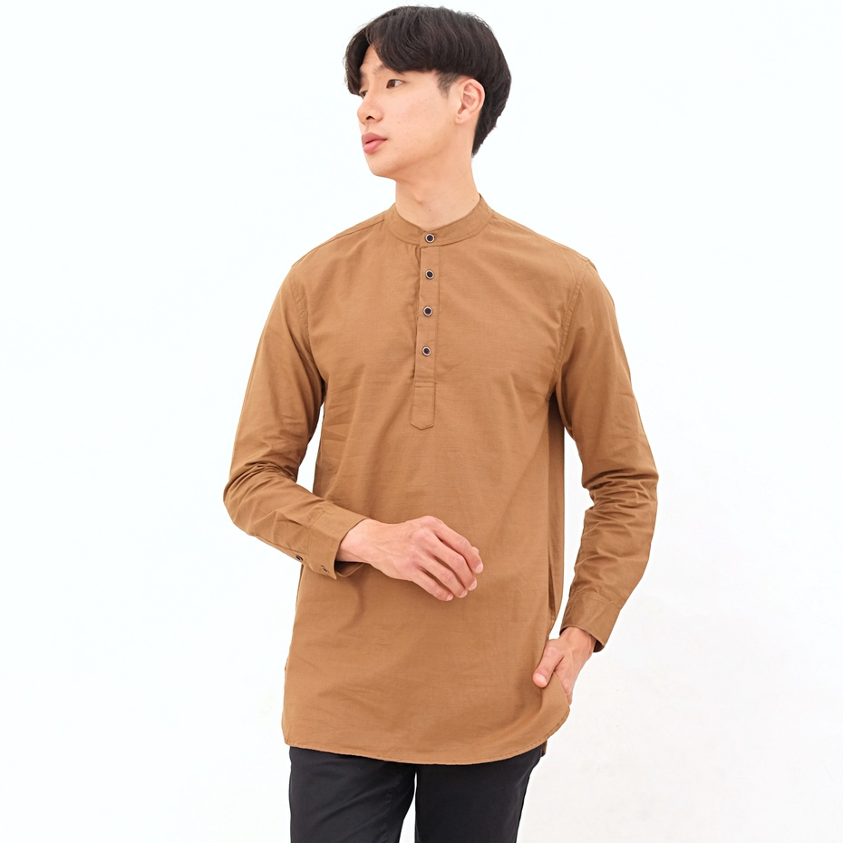 SANVANINA F-02E Long Kurta Sultan Khaki | Kemeja Kurta Sultan Lengan Panjang Khaki