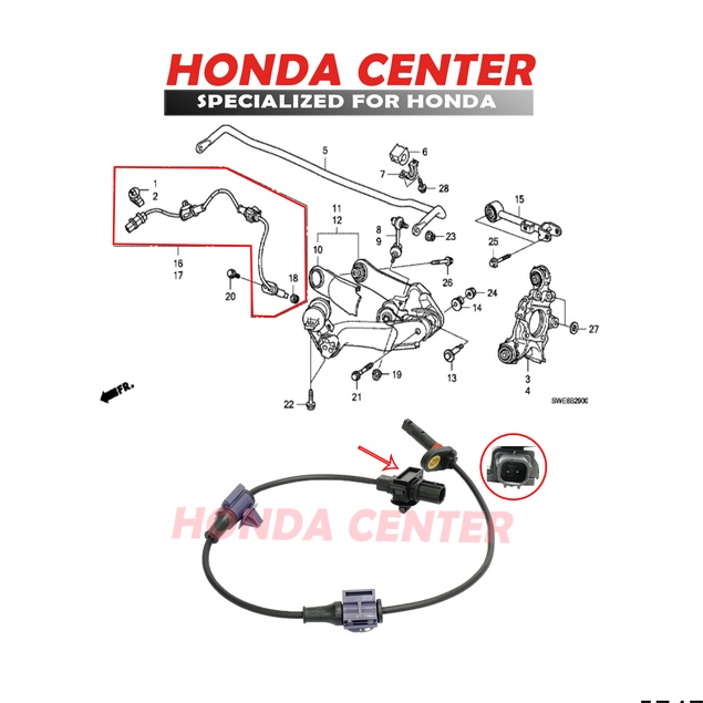 sensor kabel abs rem belakang kiri honda crv re gen3 2007 2008 2009 2010 2011 2012