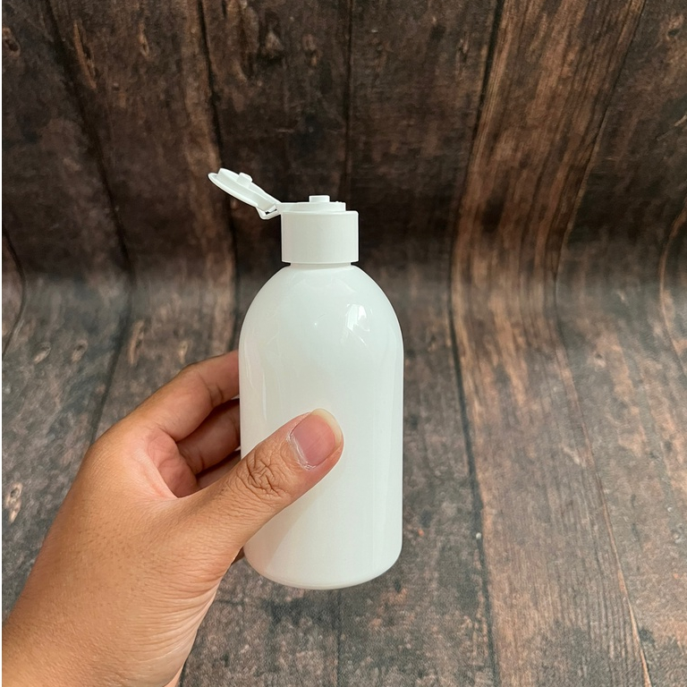 Botol gendut pendek putih 250ml / 250 ml - Fliptop JAMUR