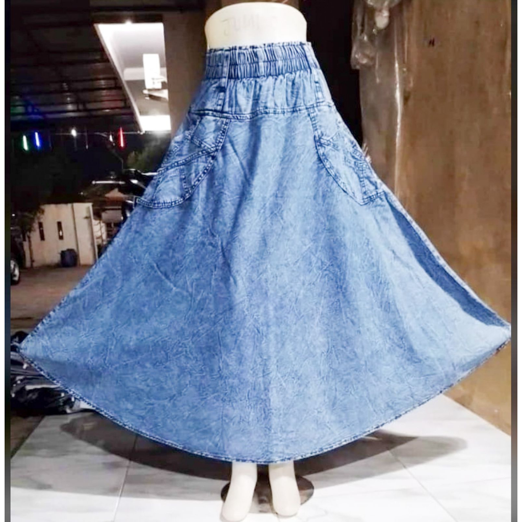 Rok Jeans Mayung jumbo murah |Rok jeans panjang BIGSIZE