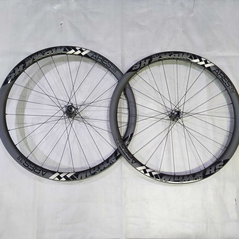 Wheelset Sepeda 700c Rubar Shadow Ares 38 Carbon Disc Brake Original Wheelset Roadbike