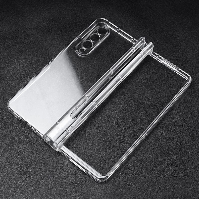 CLEAR CASE SLOT PEN SAMSUNG GALAXY Z FOLD 5 FOLD 4 FOLD 3 5G HARD TRANSPARANT CASE + PROTECTOR CAMERA