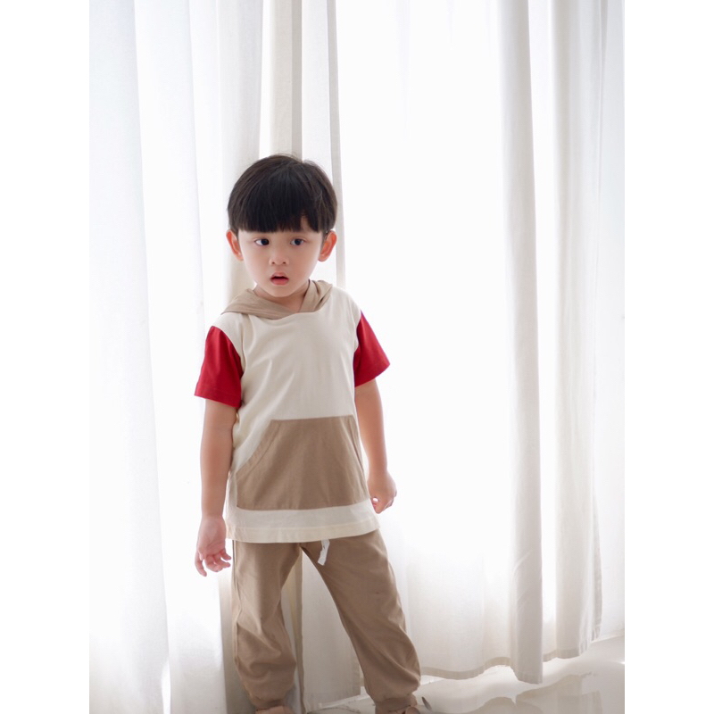 Snoopy Colorblock Hoodie Pocket | Setelan Anak Unisex 1-10 tahun