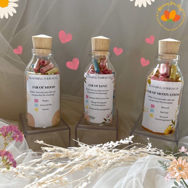 Jar of Mood Jar of notes Happiness Wish Jar Messages In a Bottle Capsul Love Botol Surat Kapsul DIY Kartu Ucapan Botol jar of love mood motivation kado unik pacar sahabat