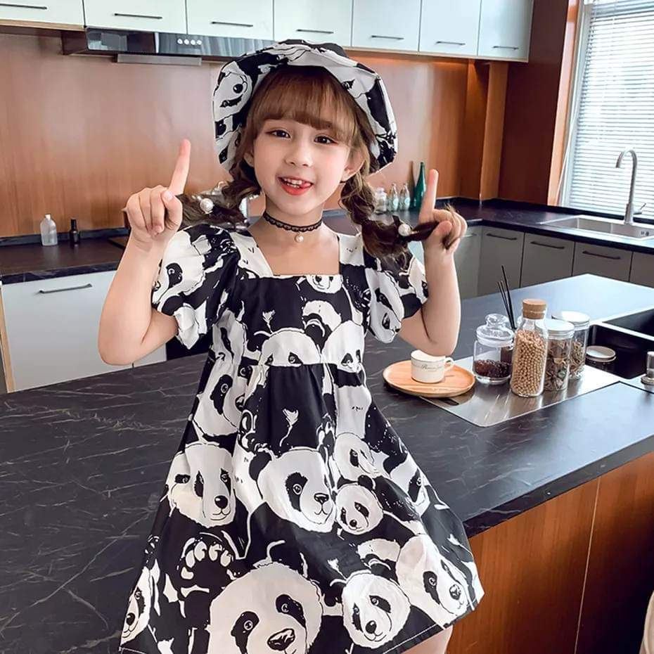 Dress Anak Perempuan DENGAN TOPI Cuty Panda