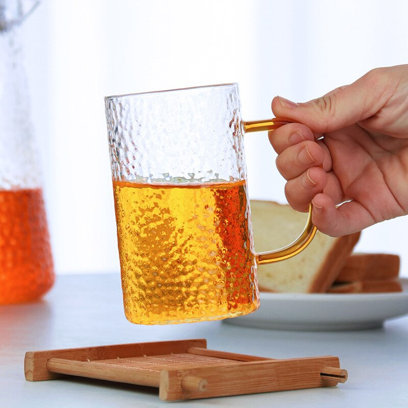 Gelas Cangkir Minum Hammer Pattern / Gelas Aesthetic / Gelas Kopi Unik Korea  Transparant UK 300ml &amp; 400ml