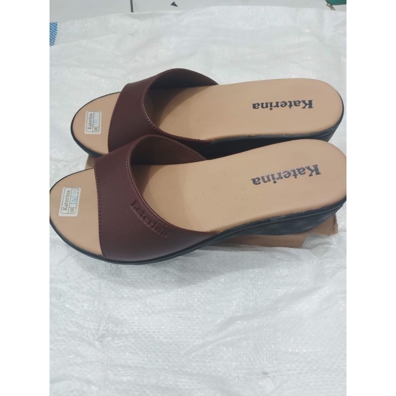 sendal kulit wanita slop heels
