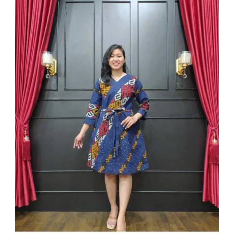 dres tenun motif Toraja navy + free masker