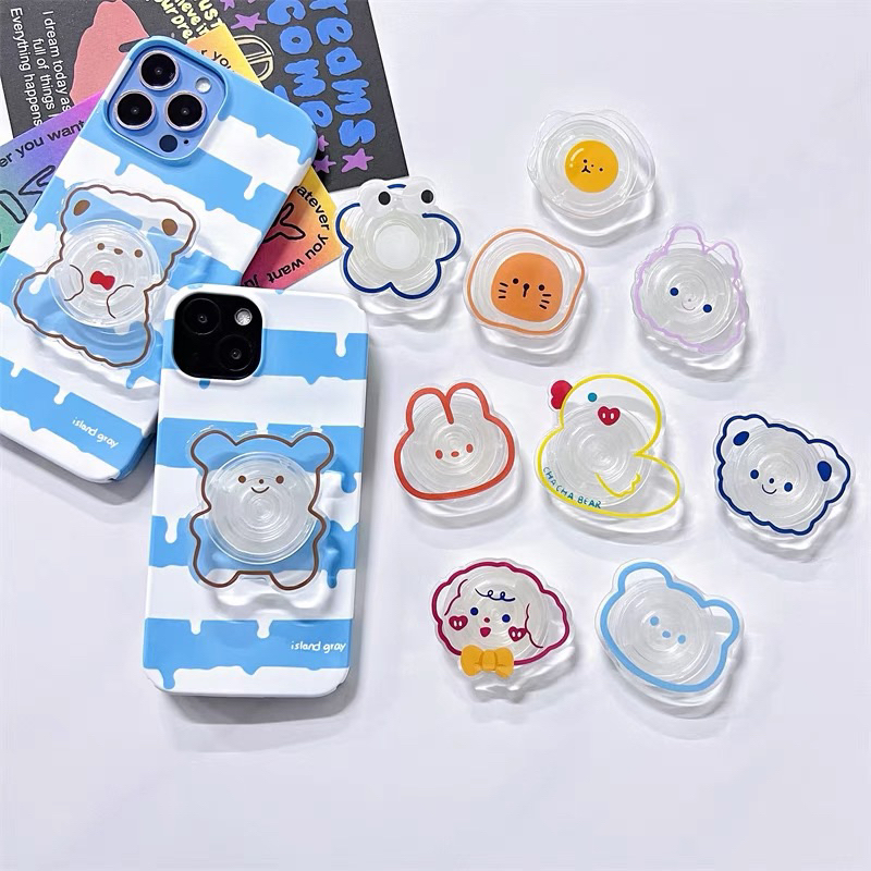 Popsocket Hp Bahan Akrilik Dengan Glitter / Dudukan Ponsel Lucu Pop Socket HP Aesthetic Handphone Bear