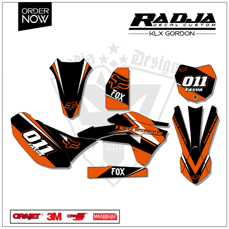 DECAL GORDON FULLBODY (002) DEKAL STIKER KLX GORDON HITAM MERAH KUNING HIJAU BIRU GOLD PINK ORANGE A