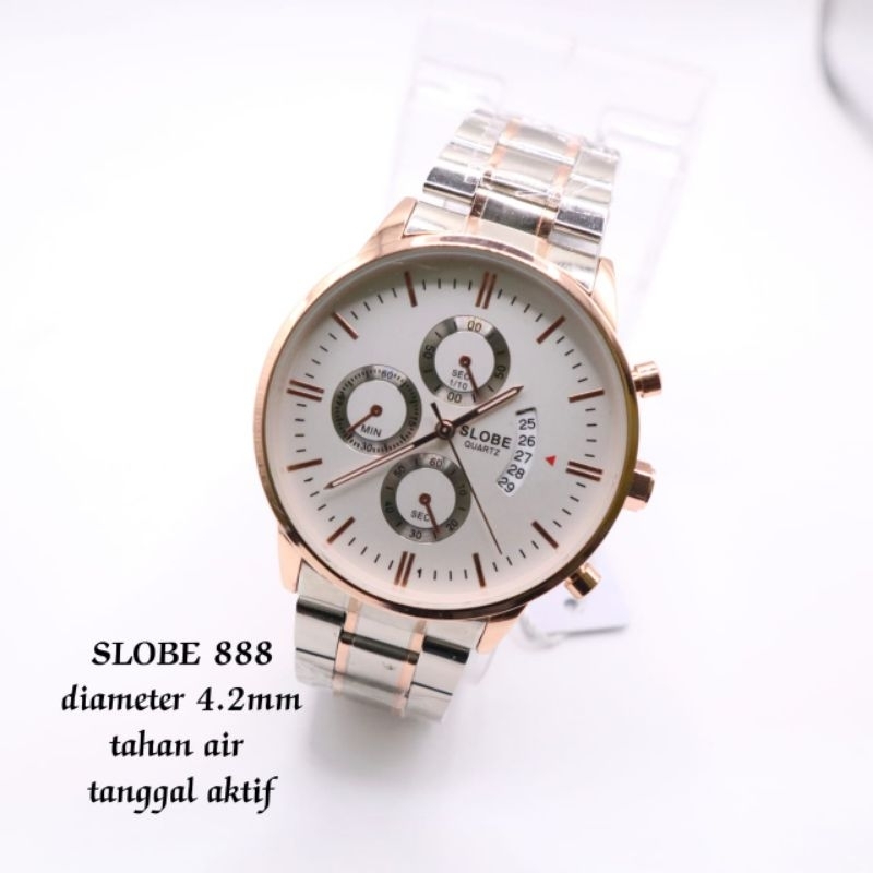 Jam Tangan Rantai Pria Original SLOBE Type888 | Jam Tangan Cowok Elegan Mewah dan Murah