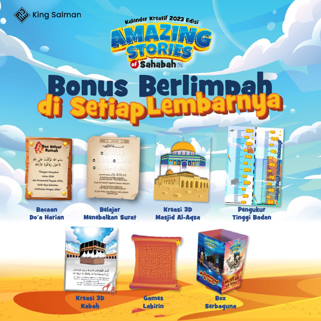 

KALENDER EDUKASI ANAK 2023 KALENDER KREATIF 2023 dengan edisi AMAZING STORIES Of SAHABAH