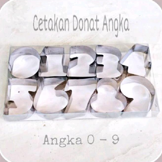 Set Cetakan Kue Kering Isi 10 Bentuk Angka 0 - 9 Cetakan Donat Roti Kue Lebaran Cetakan Cutter Stainless Steel