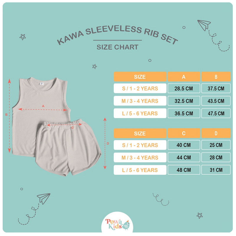 Powa Kids Kawa Rib Sleeveless Set | Setelan Anak