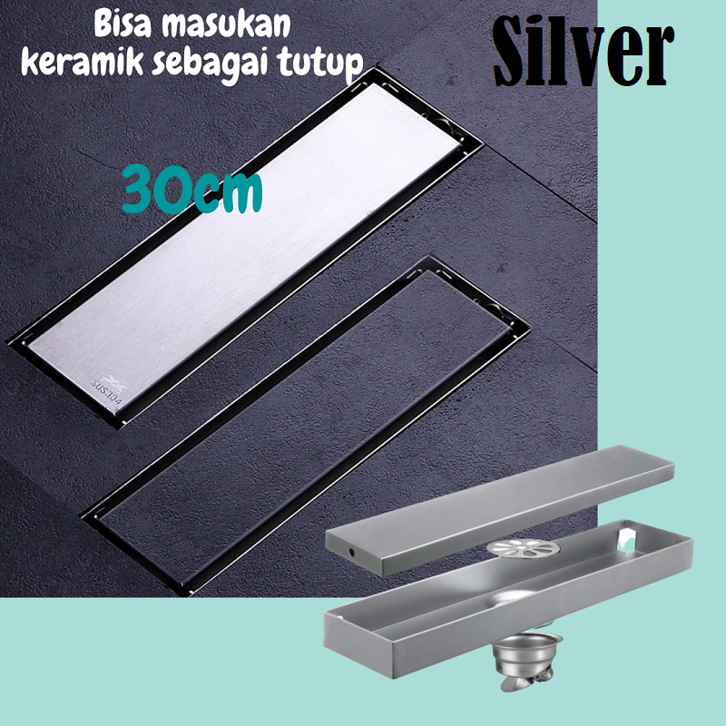 Floor Drain Tile insert Stainless Hitam 30cm floor drain anti bau / banjir dan serangga Stainless SUS 304