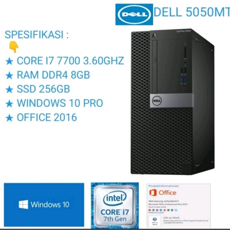 PC DELL OPTIPLEX 5050 MT CORE I7 7700 RAM 8GB SSD 256GB