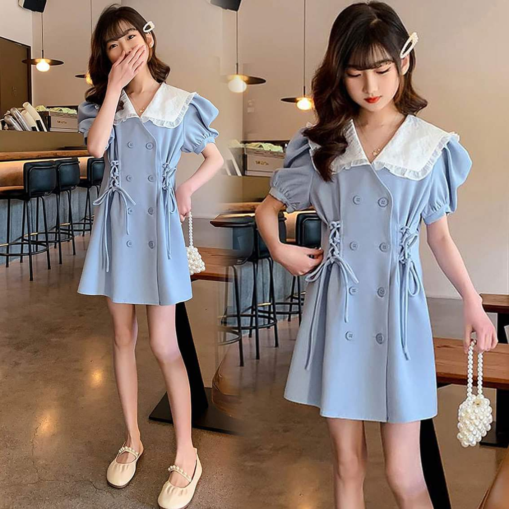 Dress Model Korea Anak Perempuan Pastel Blue