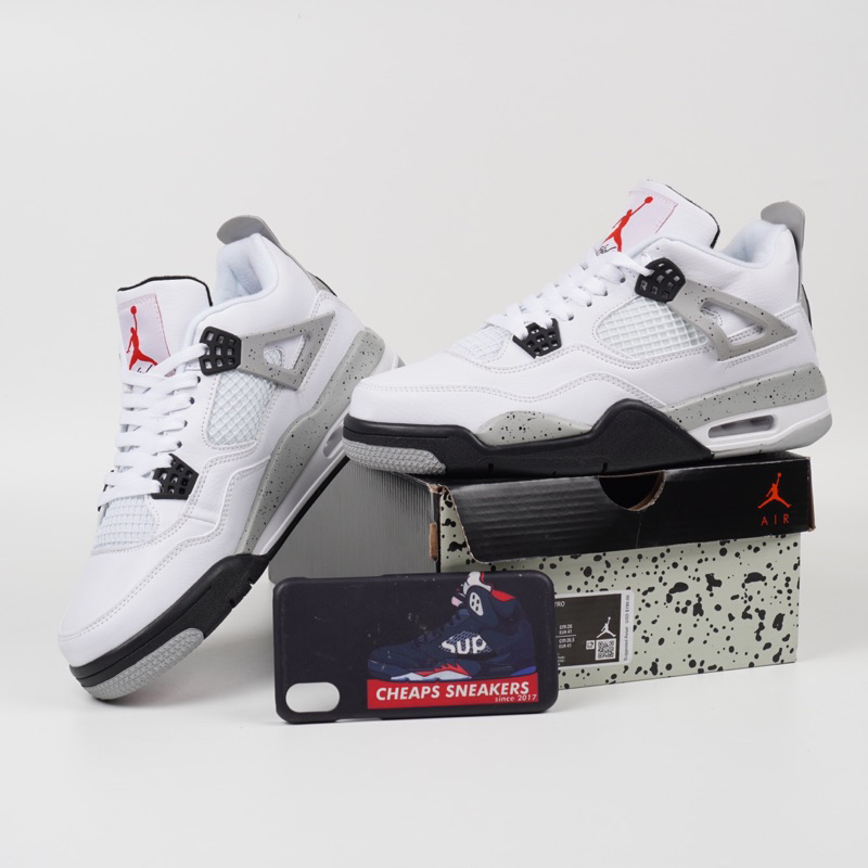 Sepatu Nike Air Jordan 4 Retro White Cement
