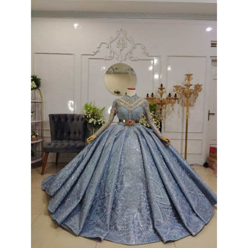 TERLARIS GAUN  BARBY WEDDING CANTIK BAHAN PREMIUM FUL PAYET/GAUN WEDDING MODEREN/BAJU PENGANTIN BARU