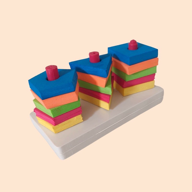 Mainan Anak Mainan Edukatif Puzzle Mainan Balok Pilar Game Menara Geometri Puzzle Spons Busa Susun B