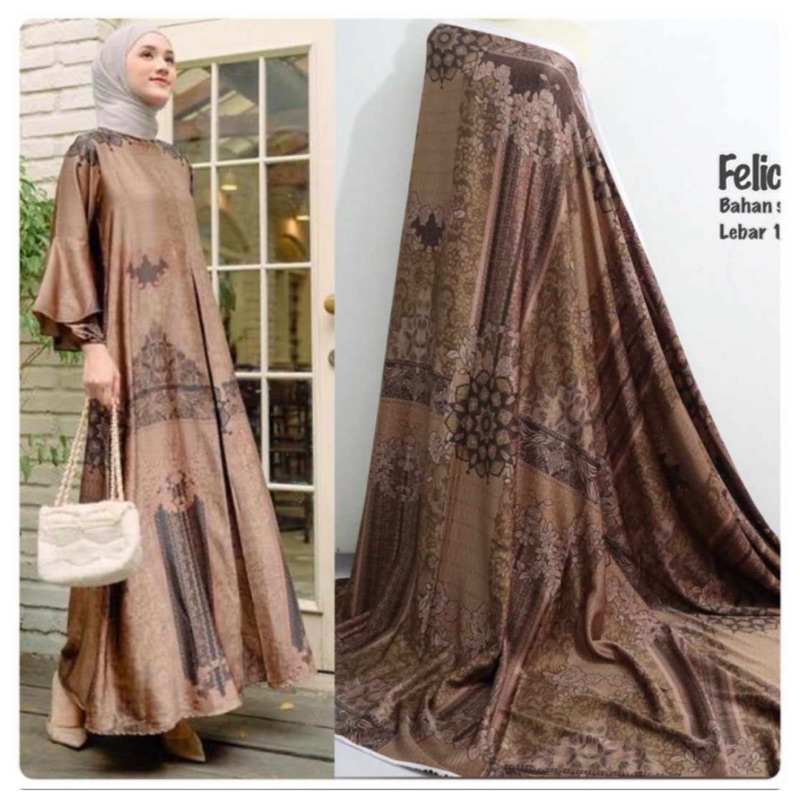 Bahan Kain silk meteran Felicia / bahan silk / bahan gamis seragam dan mukena / maxmara / diorsilka