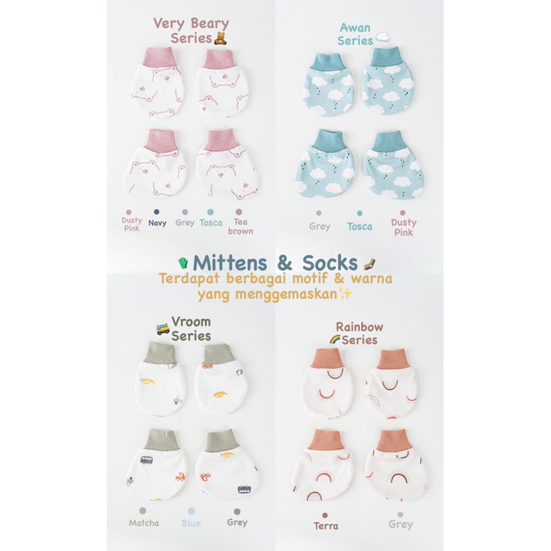 YOBO-CLASSIC BABY SOCKS & MITTENS SET / SARUNG TANGAN KAKI BAYI