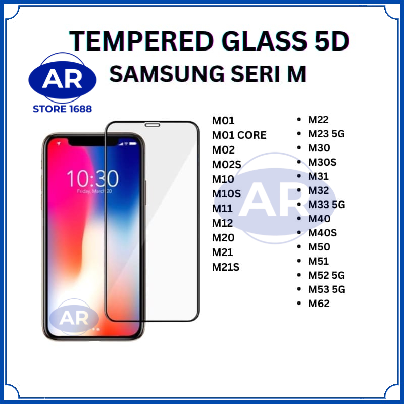 AR-TEMPERED GLASS 5D ANTIGORES KACA 5D KOMPATIBEL SAMSUNG M01/M01 C0RE/M01/M02S/M10/M10S/M11/M12/M20/M21/M21S/M22/M23 5G/M30/M30S/M31/M32/M33 5G/M40/M40S/M50/M51/M52 5G/M53 5G/M62