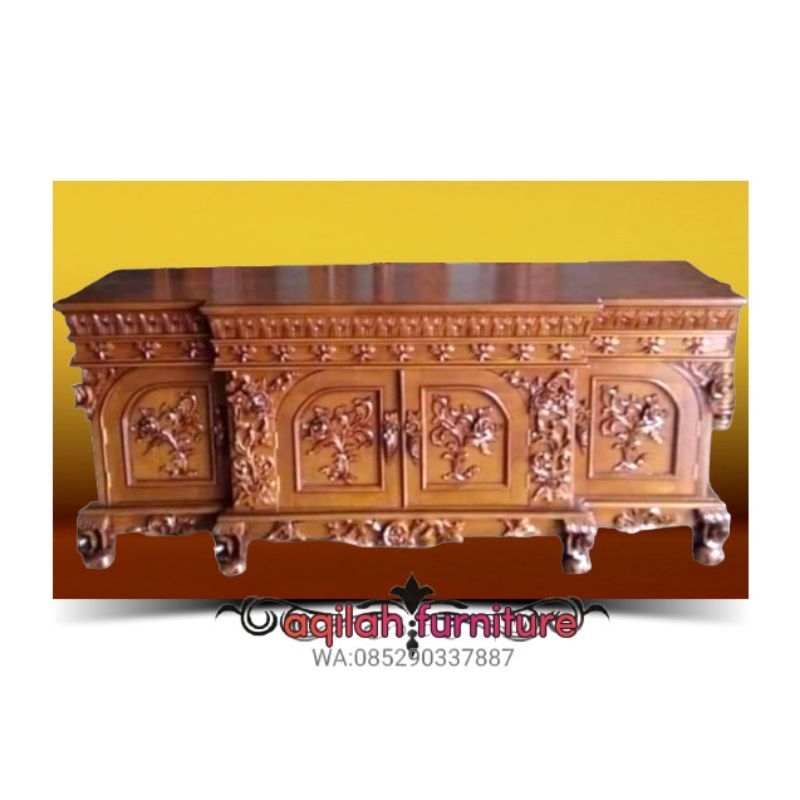 MEJA TV BIFET TV BUFET TULIP BUFET KAYU JATI UKIRAN JEPARA BIFET HIAS