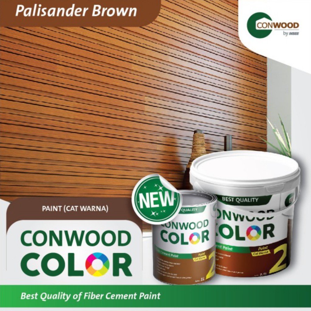 Conwood Color Warna Kayu Glossy 1 Liter Cat Lisplang Fiber Cement Silikat GRC Plavon Partisi Walnut Palisander Akasia