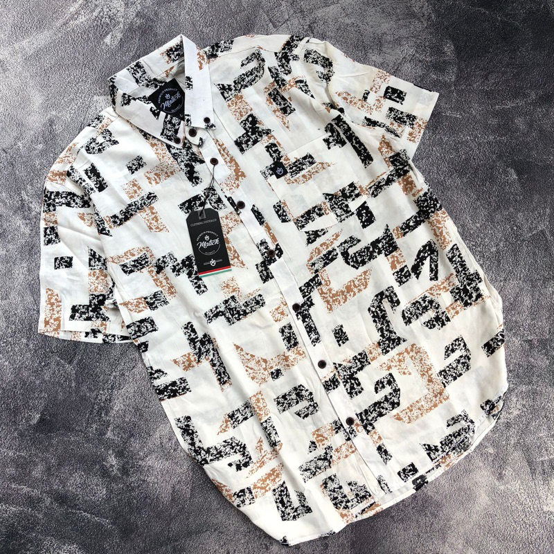 Kemeja print Motif pantai pria terbaru lengan pendek terpopuler