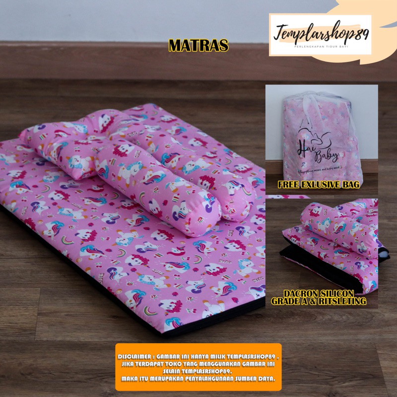 Kasur Bayi Perlengkapan Tidur Baby Baru Lahir Newborn Peralatan Matras Lipat Bantal Guling