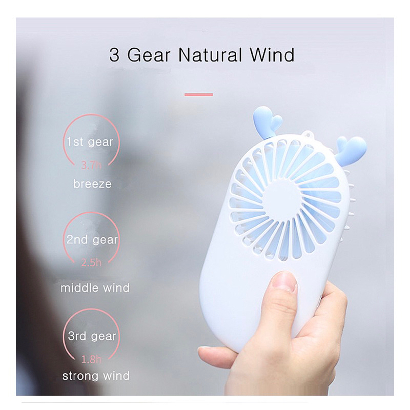 ELAVO ORIGINAL Mini Portable Fan Kipas tangan angin lucu Rusa wireless USB travel standing dock handphone deer