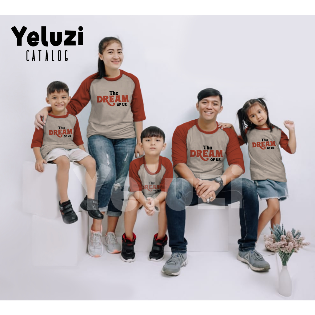 Kaos Raglan Sarimbit Couple Keluarga The Dream Of Us Coklat Susu - Katun Combed 24s - YELUZI