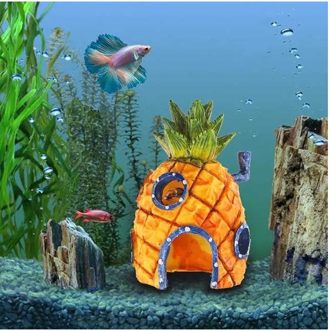 Rumah Spongebob ukuran besar, Hiasan aquarium rumah spongebob ukuran besar, dekorasi aquarium rumah 
