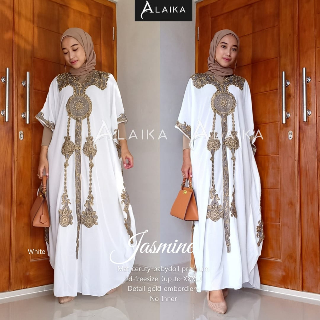 Jasmine Kaftan Bordir Jumbo Kaftan Lebaran Original Produk By Alaika